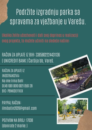 Poziv za podršku u izgradnji parka za vježbanje u Varešu