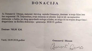 Donacija nogometaša Dženana Osmanovića za ekskurziju
