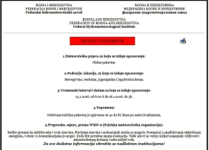 Upaljen crveni meteoalarm za 25. i 26.01.2026. godine