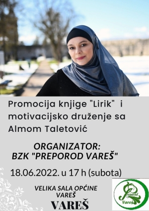 Najavljujemo -  Promocija knjige“Lirik” prof. Alme Taletović