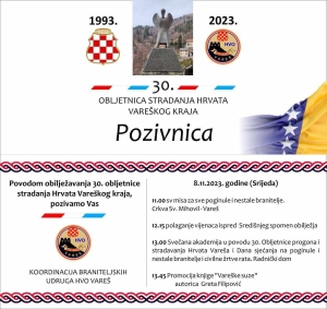 Program obilježavanja 30. obljetnice stradanja Hrvata vareškog kraja