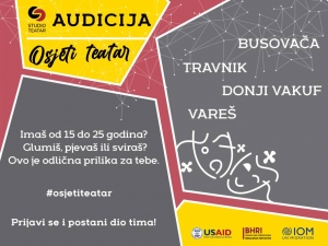 Poziv na audiciju za mlade glumce iz Busovače, Travnika, Vareša i Donjeg Vakufa