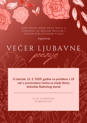 Pozivamo vas na Večer ljubavne poezije