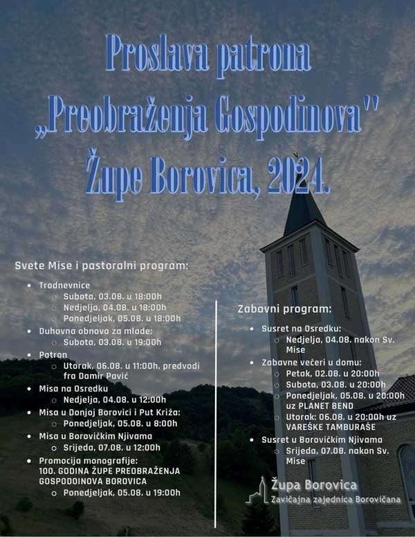 Program obilježavanja patrona župe Borovica