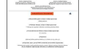 Narančasto upozorenje za 10. i 11.09.2025. godine