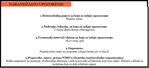 Narančasto upozorenje na vremenske uvjete za 28.01.2025.